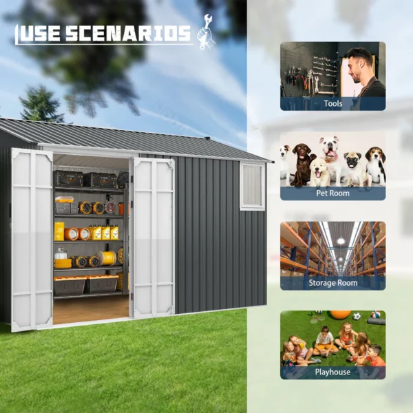 Metal Storage Shed with Double Hinged Doors - Image 2